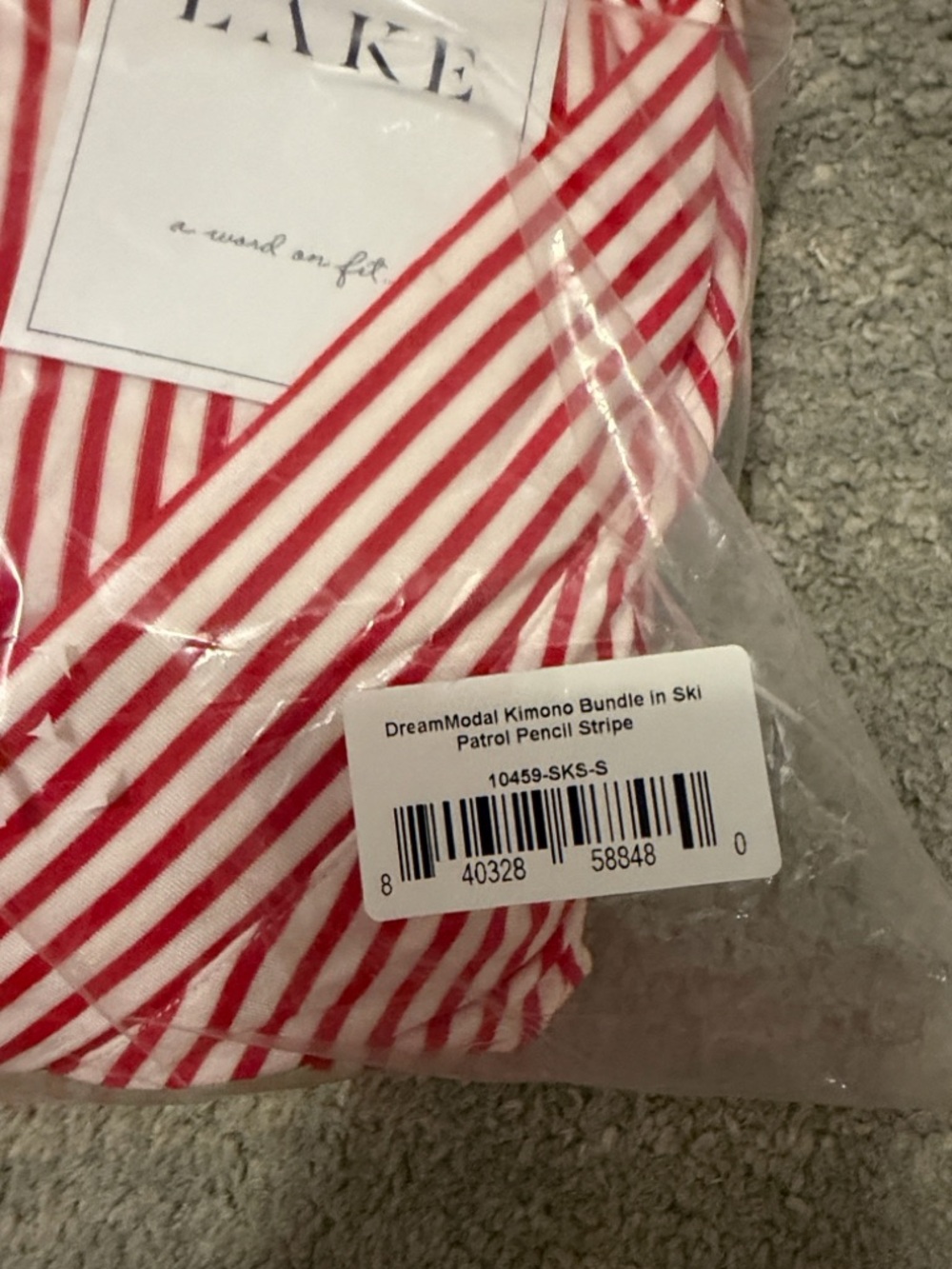 LAKE Women's SOLD OUT Red & White Striped Pajama 3 piece Set